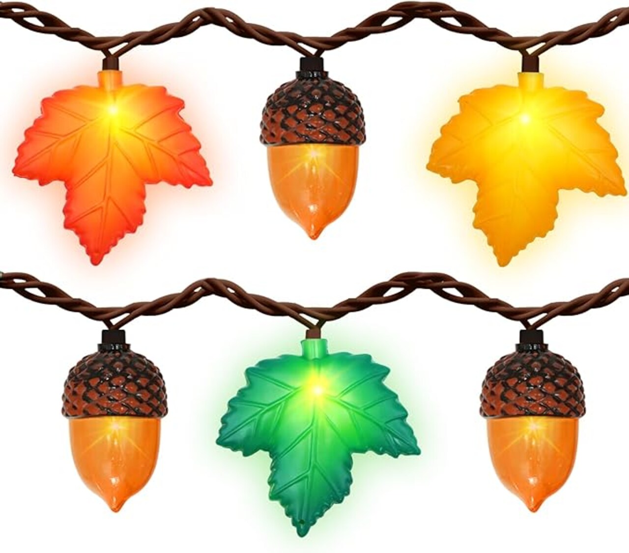 Fall Decor Maple Leaf Acorn LED String Lights, 8.5Ft 3D Maple Leaf Acorn Lights (10 PCS) Fall Lights Plug in for Home Indoor Fireplace Bedroom Outdoor Autumn Party Thanksgiving Harvest and Fall Decorations